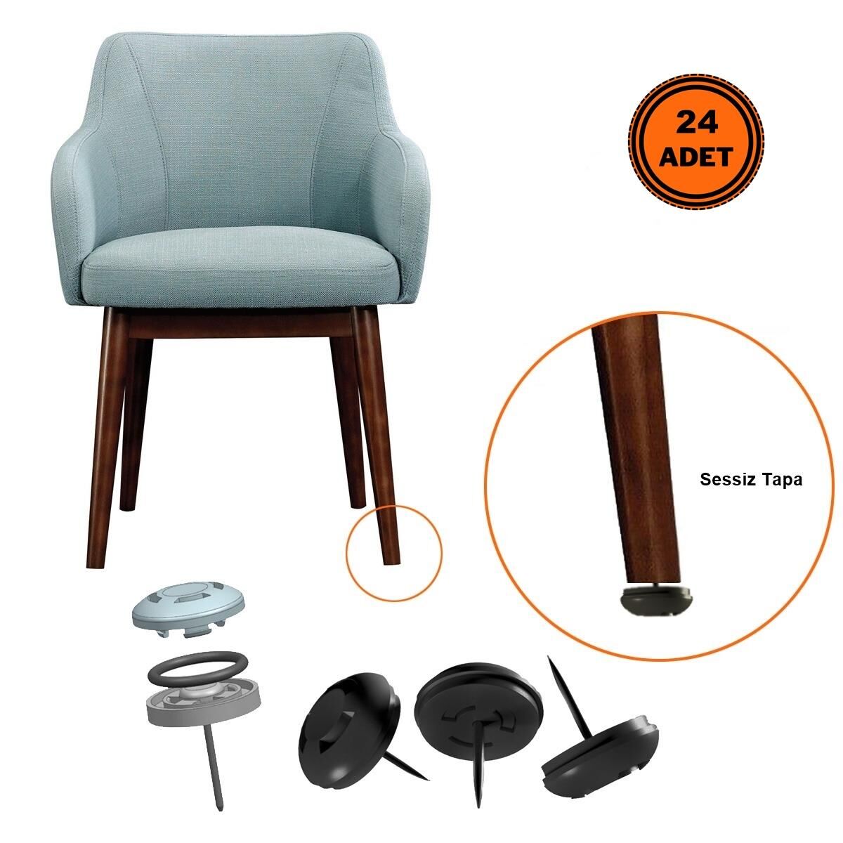 24 Adet Silentplug Sessiz Tapa Masa Sandalye Çivili Polygrid Siyah