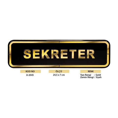 Abs Lüx Çift Katlı Yönlendirme Levhası Siyah-Altın Sekreter