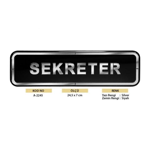 Abs Lüx Çift Katlı Yönlendirme Levhası Siyah-Gümüş Sekreter
