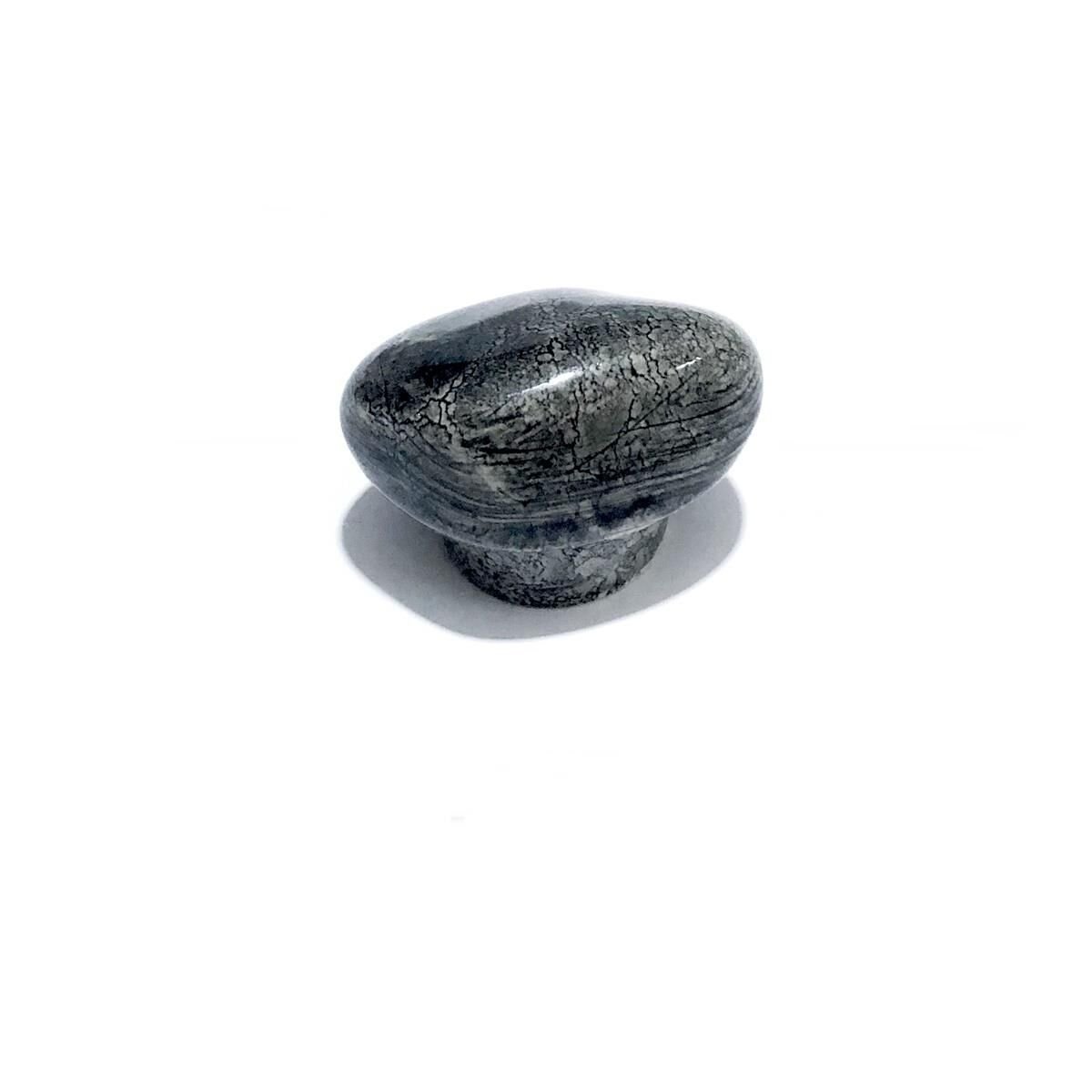 Porselen Antrasit Gri Taş Düğme Tek Vidalı Mobilya Dolap Kulp