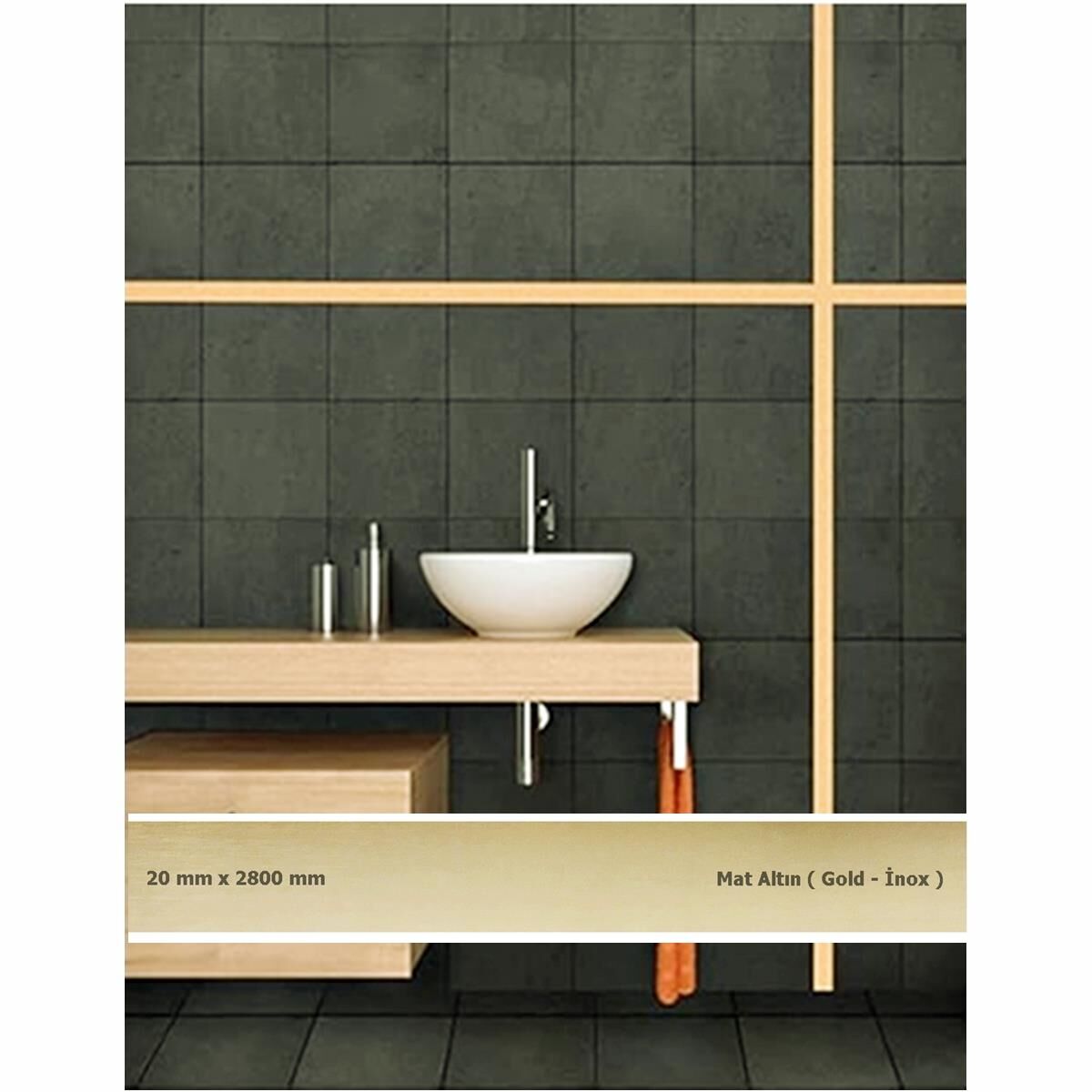 20 mm x 2800 mm Mat Altın Sibu Aynalı Pleksi Şerit Mobilya Süsü