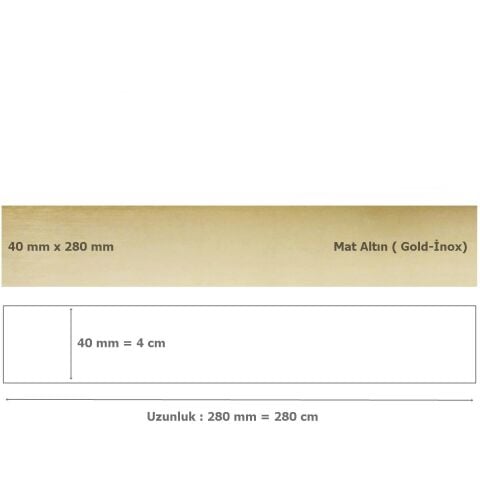 40 mm x 2800 mm Mat Altın Sibu Aynalı Pleksi Şerit Mobilya Süsü