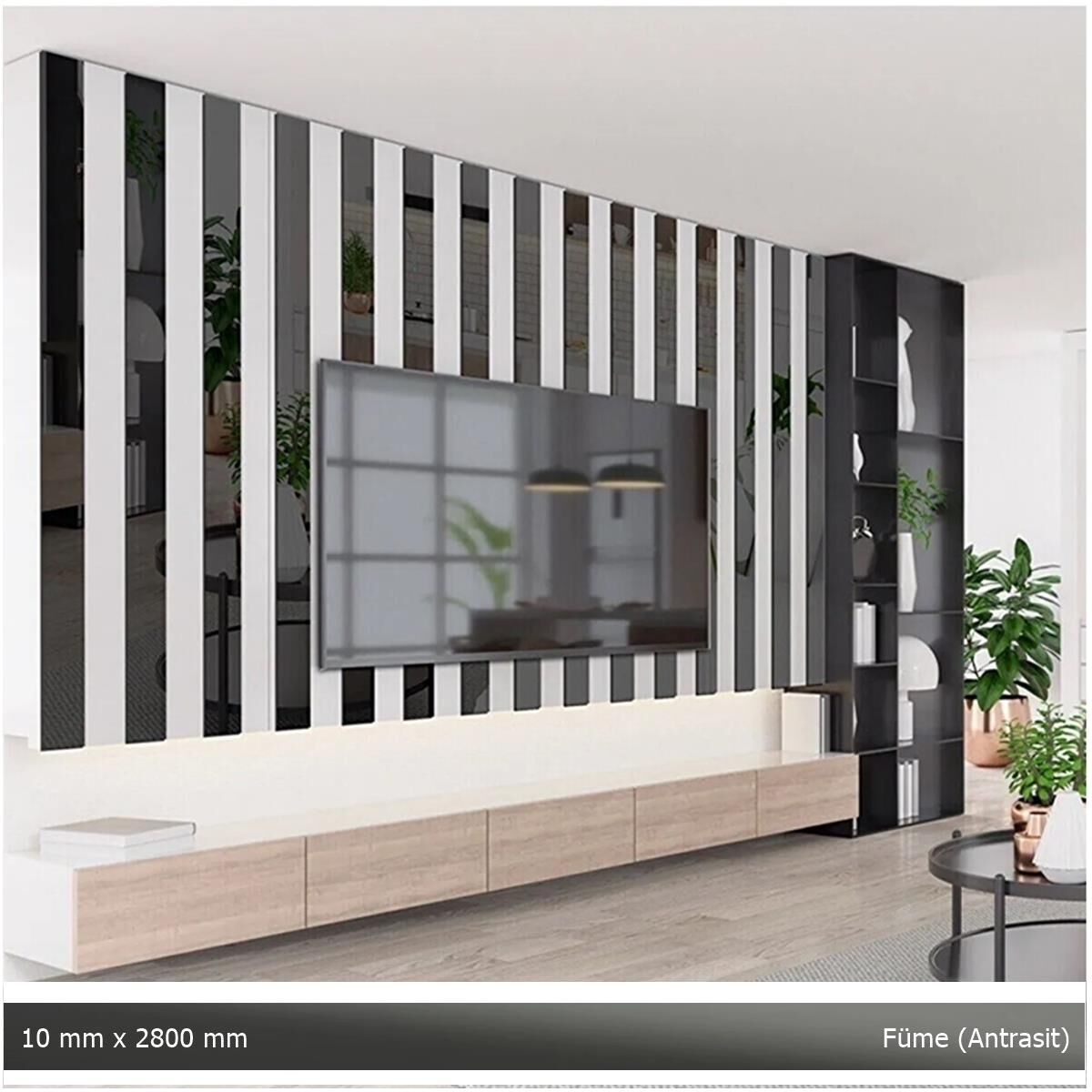 10 mm x 2800 mm Antrasit Sibu Aynalı Pleksi Şerit Mobilya Süsü