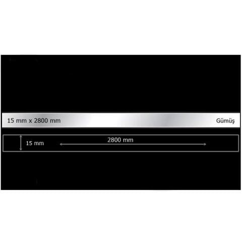 15 mm x 2800 mm Gümüş Sibu Aynalı Pleksi Şerit Mobilya Süsü