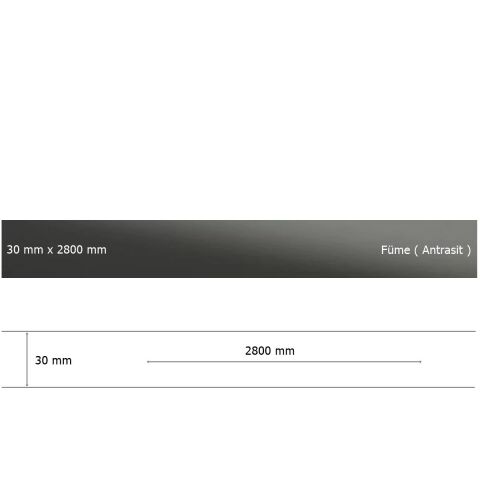30 mm x 2800 mm Antrasit Sibu Aynalı Pleksi Şerit Mobilya Süsü