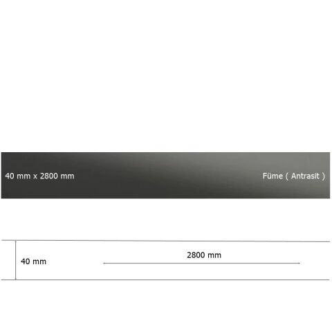 40 mm x 2800 mm Antrasit Sibu Aynalı Pleksi Şerit Mobilya Süsü