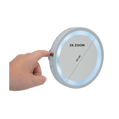 Wenko Ayaklı Vantuzlu Montaj Led Makyaj Aynası 3X Zoom Krom