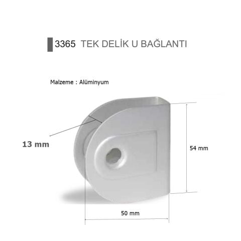 Islak Hacim 13 mm Kompakt Wc Kabin Alüminyum U Bağlantı
