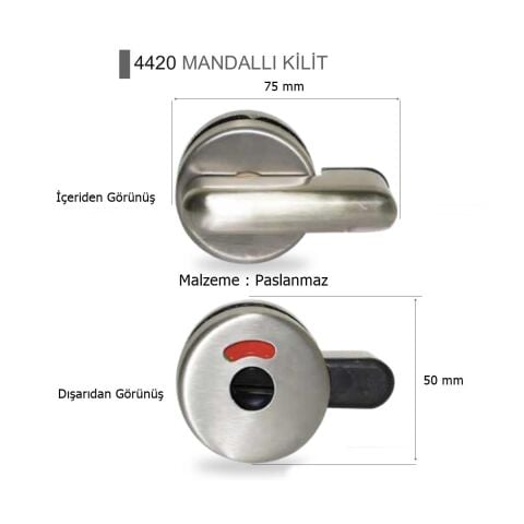 Islak Hacim 13 mm Kompakt Kabin Paslanmaz Mandallı Kapı Kilidi