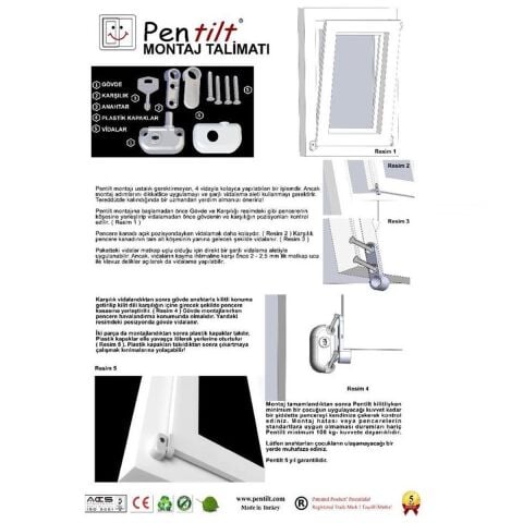 Pentilt Çift Açılım Pvc Pencereler için Çocuk Emniyet Kilidi Siyah