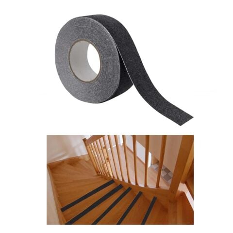 6 Adet Merdiven Zemin Kaydırmaz Bant 50 mm x 25 mt Siyah