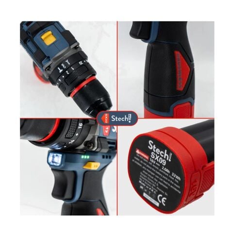StechEnd SX17 Darbeli Akülü Vidalama Matkap 2 x 2Ah