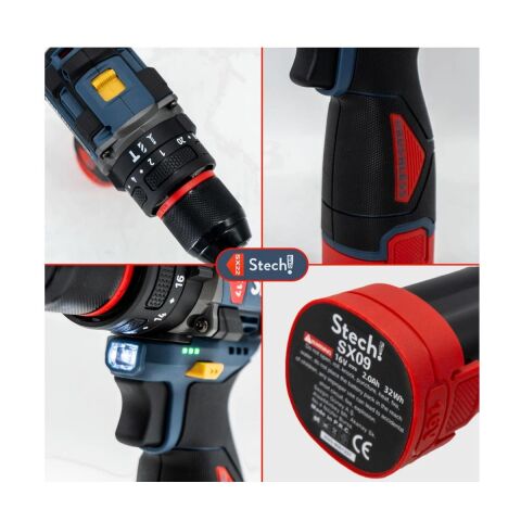 StechEnd SX17 Darbeli Akülü Vidalama Matkap 2 x 2Ah