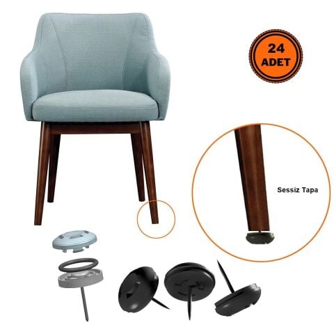 24 Adet Silentplug Sessiz Tapa Masa Sandalye Çivili Polygrid Siyah