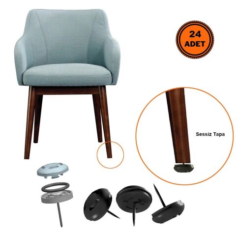 24 Adet Silentplug Sessiz Tapa Masa Sandalye Çivili Polygrid Siyah