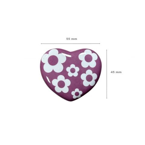 Tomurcuk Porselen Çocuk Odası Mor Kalp Düğme Mobilya Kulp