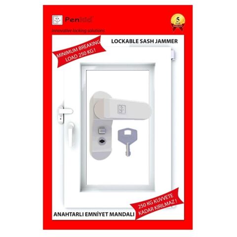 5 Adet Penkid Pvc Pencere Çocuk Emniyet Kilidi Anahtarlı Gri