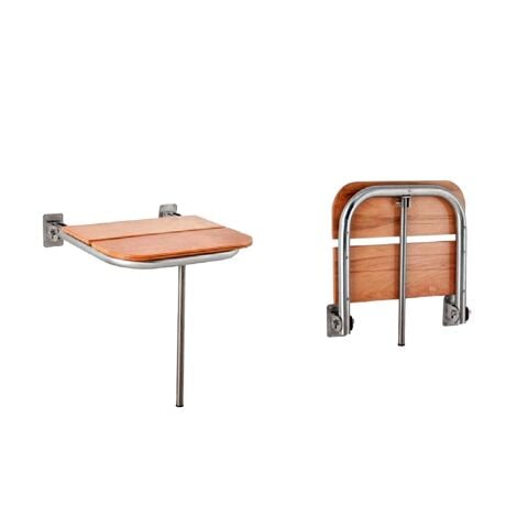 Tema Paslanmaz Engelli Banyo Duş Oturağı Katlanır Ahşap Oturaklı