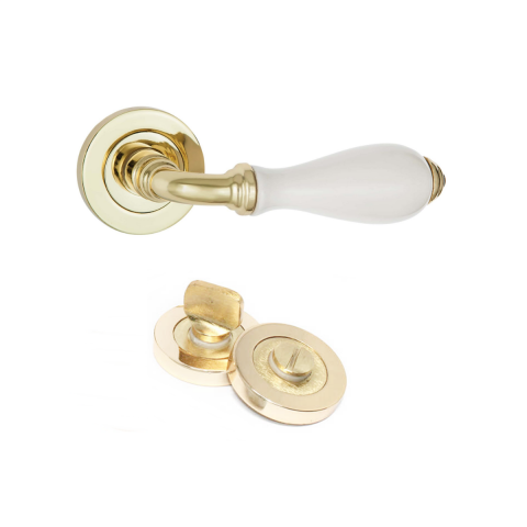 Dooraks Rozetli Porselen Kapı Kolu Sarı Wc