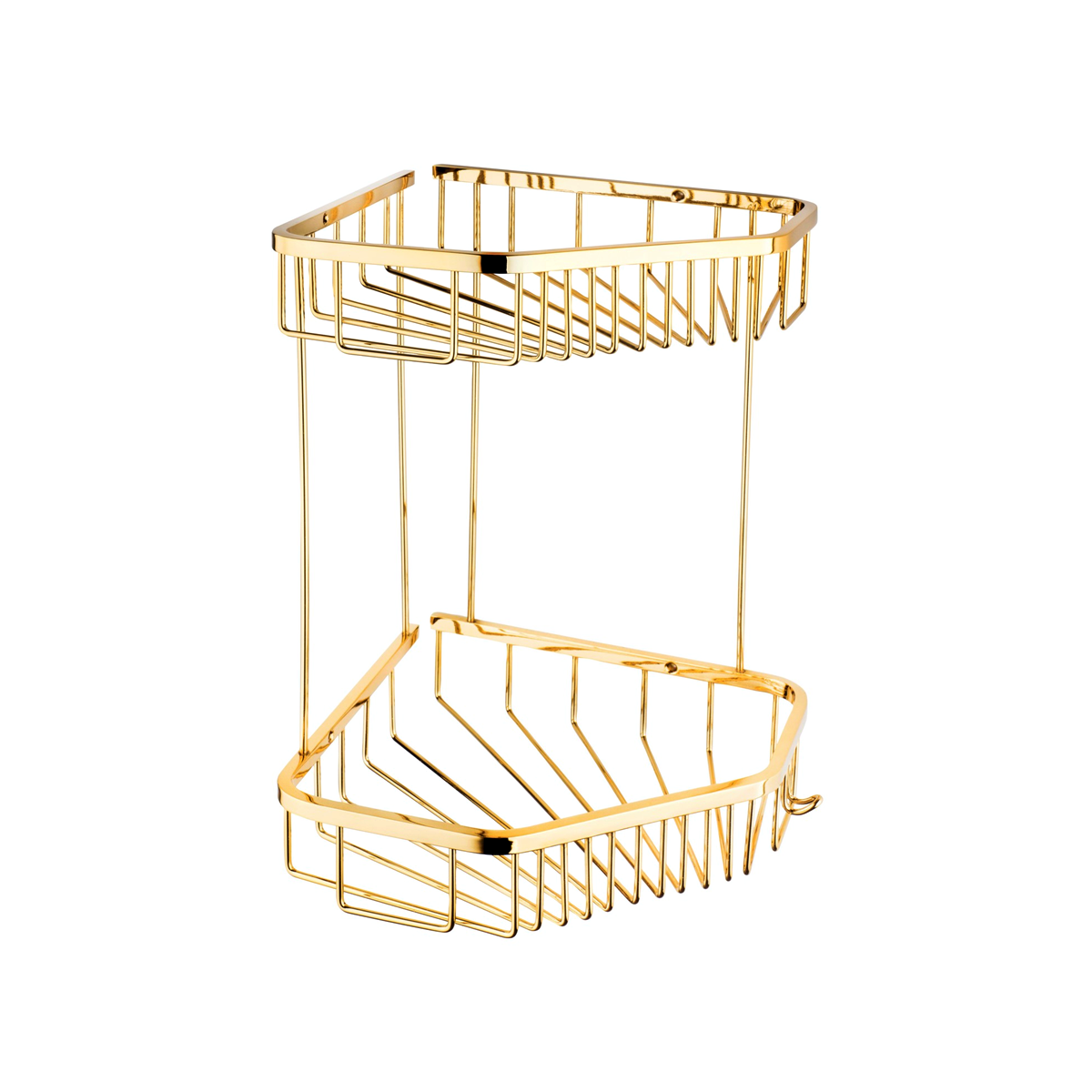 Tema Elmas 2 Katlı Köşelik Banyo Rafı Şampuanlık Sarı Prinç