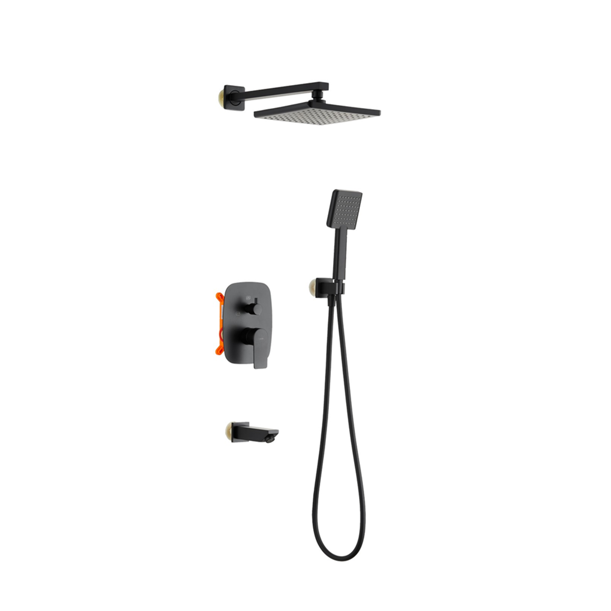 Tema Tetra Ankastre Duş Seti 3 Yollu Mat Siyah