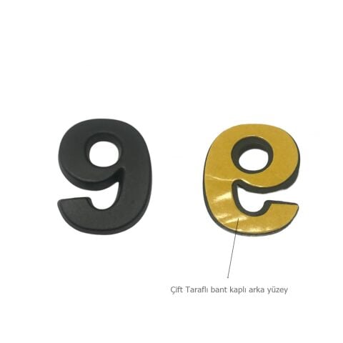Yapışkanlı Plastik Rakam 3,75 cm Mat Siyah ( 1 Adet Rakam Fiyatıdır )