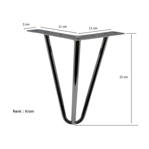 Çubuk Ayak Metal 15 cm Krom Mobilya Koltuk Ayağı