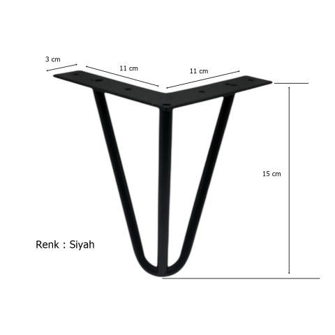 Çubuk Ayak Metal 15 cm Siyah Mobilya Koltuk Ayağı