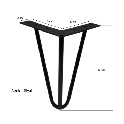 Çubuk Ayak Metal 20 cm Siyah Mobilya Koltuk Ayağı