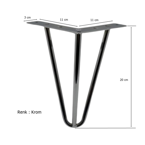 Çubuk Ayak Metal 20 cm Krom Mobilya Koltuk Ayağı