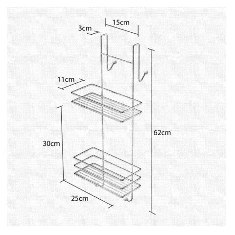 Tekno Tel LM-065 Asmalı 2 Katlı Düz Banyo Duşakabin Rafı Siyah
