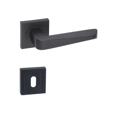 Arpat Rosa Kare Rozetli Oda Kapı Kolu Mat Siyah Oda