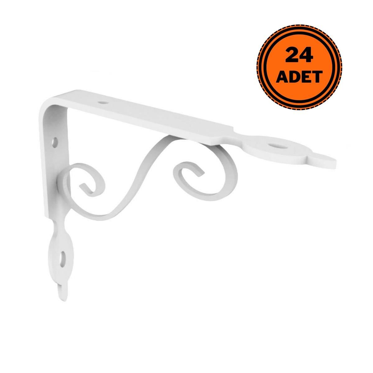 24 Adet Ferforje 12 x 15 cm Dekoratif Raf Altı Ayağı Konsol Beyaz