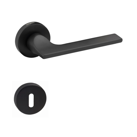 Meysan Özlem Lüx Rozetli Kapı Kolu Mat Siyah Oda