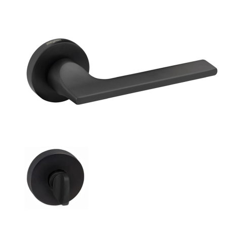 Meysan Özlem Lüx Rozetli Kapı Kolu Mat Siyah Wc