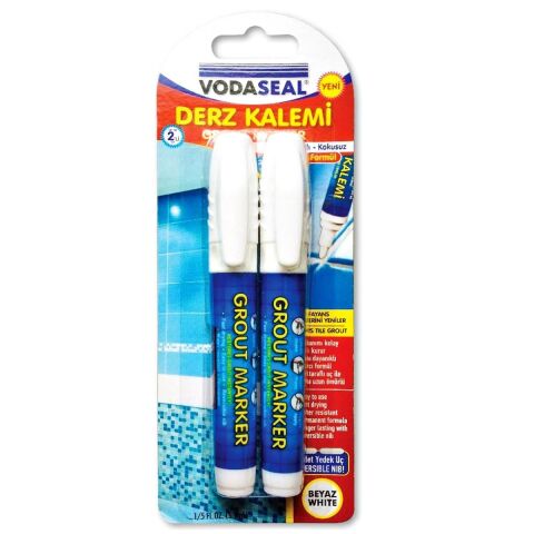 Vodaseal Fayans Derz Kalemi Yedek Uçlu Beyaz 2 li Set