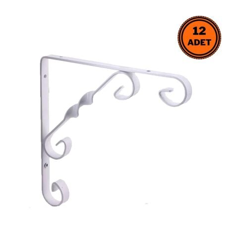 12 Adet Burgulu 20 x 20 cm Dekoratif Raf Altı Ayağı Konsol Beyaz