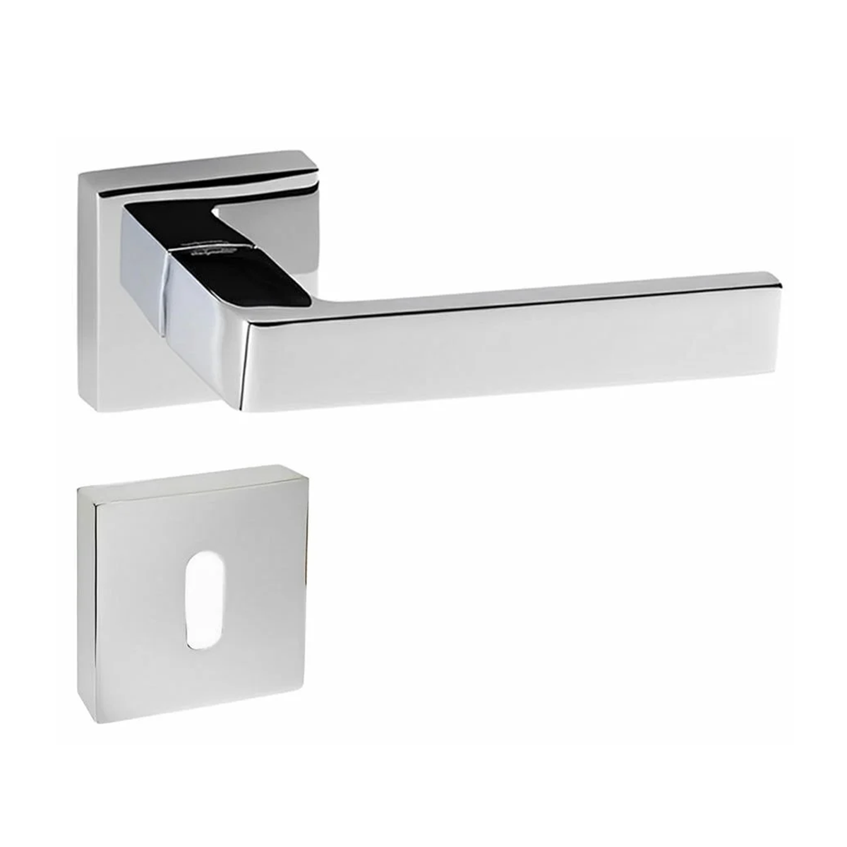 Doğanlar Karma Lüx Kare Rozetli Kapı Kolu Krom Oda