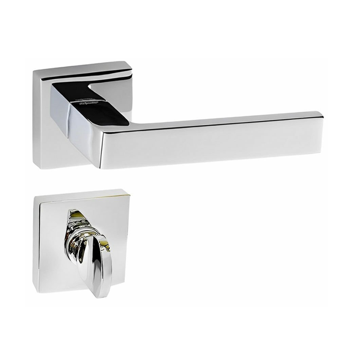 Doğanlar Karma Lüx Kare Rozetli Kapı Kolu Krom Wc