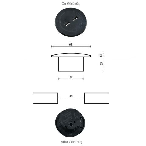 Masa Oturma Grubu için Mini Usb Şarj Cihazı Siyah Adaptör Dahil