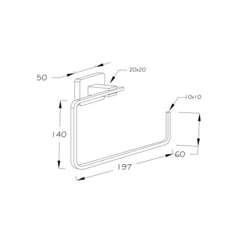 Kare Serisi Paslanmaz Mat Siyah Banyo Yuvarlak Havluluk