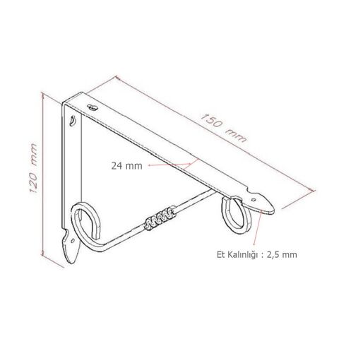 Ferforje 12 x 15 cm Dekoratif Raf Altı Raf Ayağı Konsol Siyah