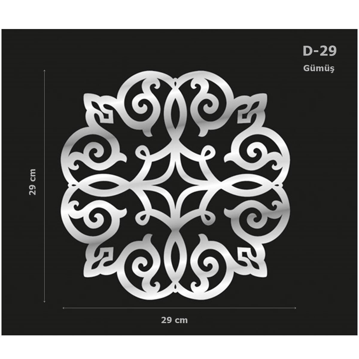 D-29 Gümüş 29 x 29 cm Sibu Aynalı Pleksi Mobilya Dolap Süsü