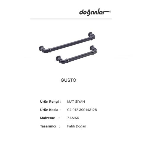 Doğanlar Gusto 192 mm Mobilya Kulp Mat Siyah