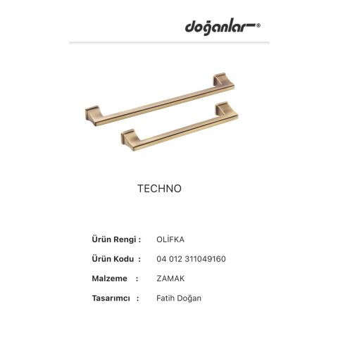 Doğanlar Techno 160 mm Mobilya Kulp Olifka Antik Sarı