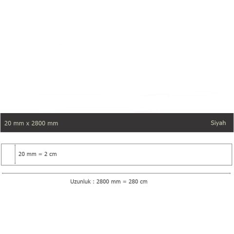 20 mm x 2800 mm Siyah Sibu Aynalı Pleksi Şerit Mobilya Süsü