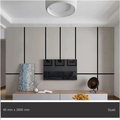 40 mm x 2800 mm Siyah Sibu Aynalı Pleksi Şerit Mobilya Süsü