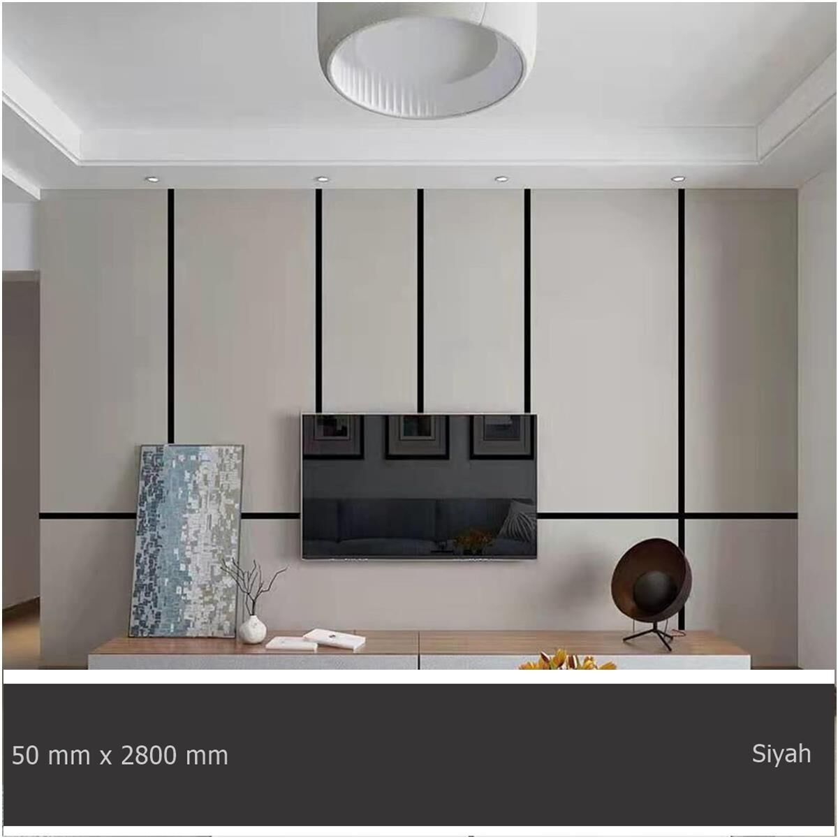 50 mm x 2800 mm Siyah Sibu Aynalı Pleksi Şerit Mobilya Süsü