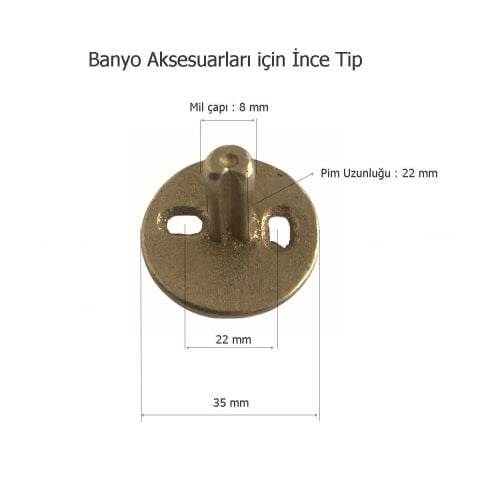 5 Adet İnce Tip Banyo Aksesuar Montaj Parçası Prinç Kırılmaz