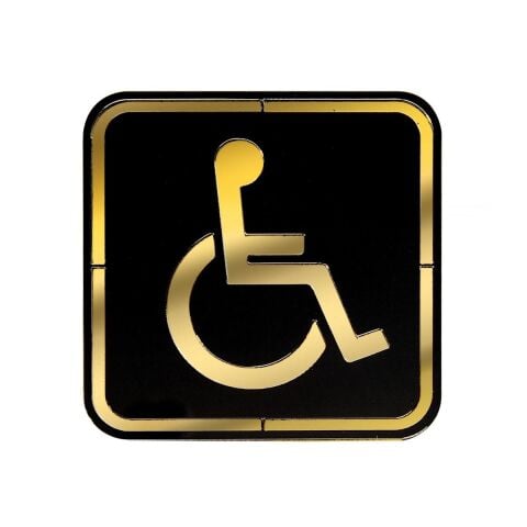 Abs Lüx Çift Katlı Yönlendirme Levhası Siyah-Altın Engelli